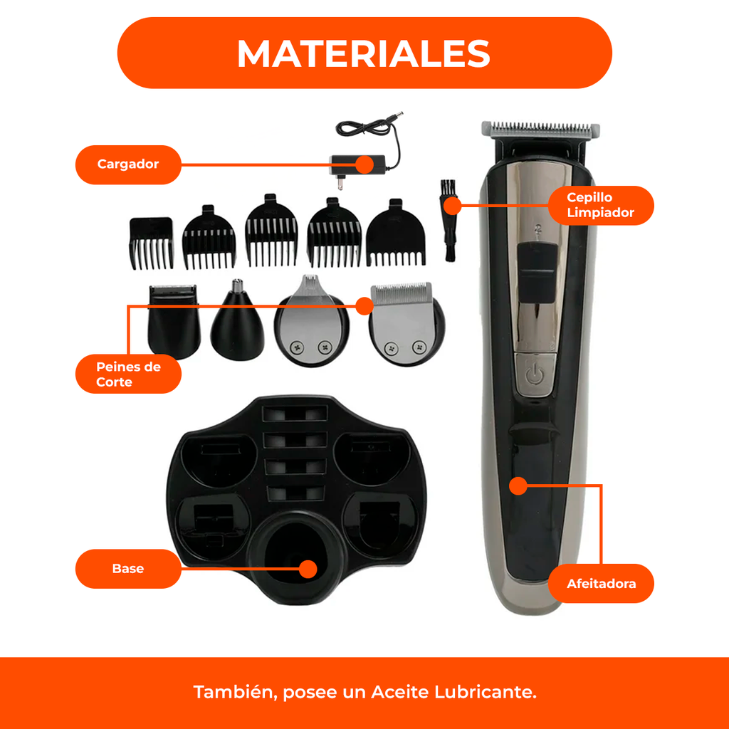 Afeitadora Inalambrica Suzika Patilla Nariz Oido Set 4 En 1 Color Negro