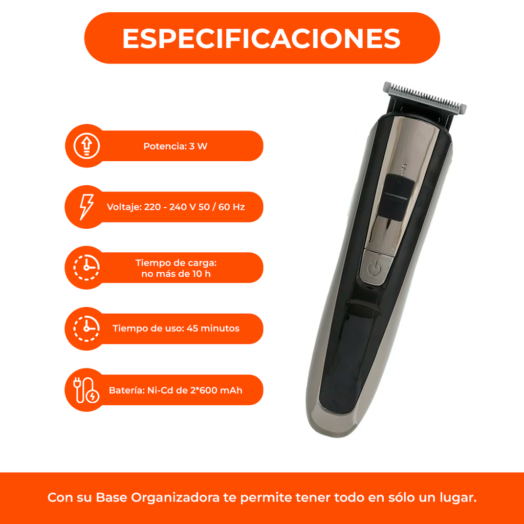 Afeitadora Inalambrica Suzika Patilla Nariz Oido Set 4 En 1 Color Negro