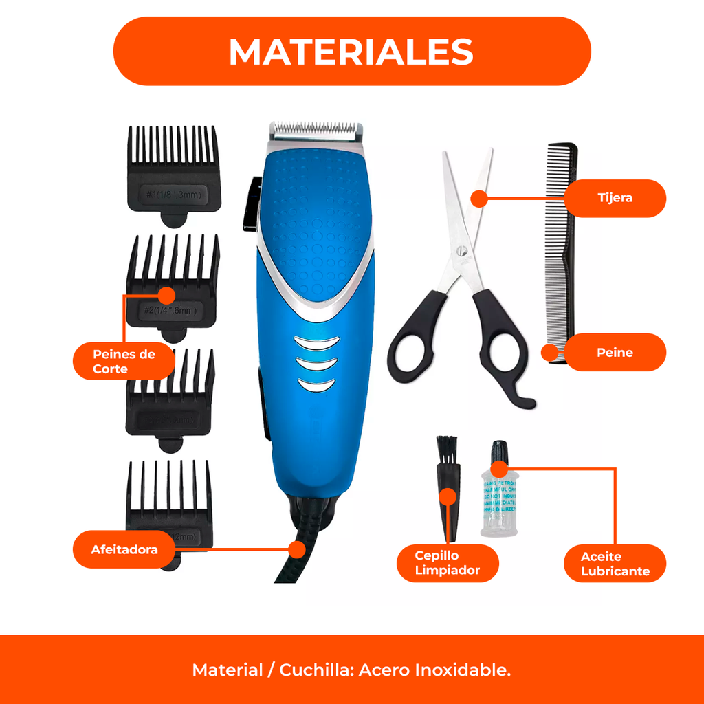 Corta Pelo Maquina Cortar Barba Patillas Suzika +acc