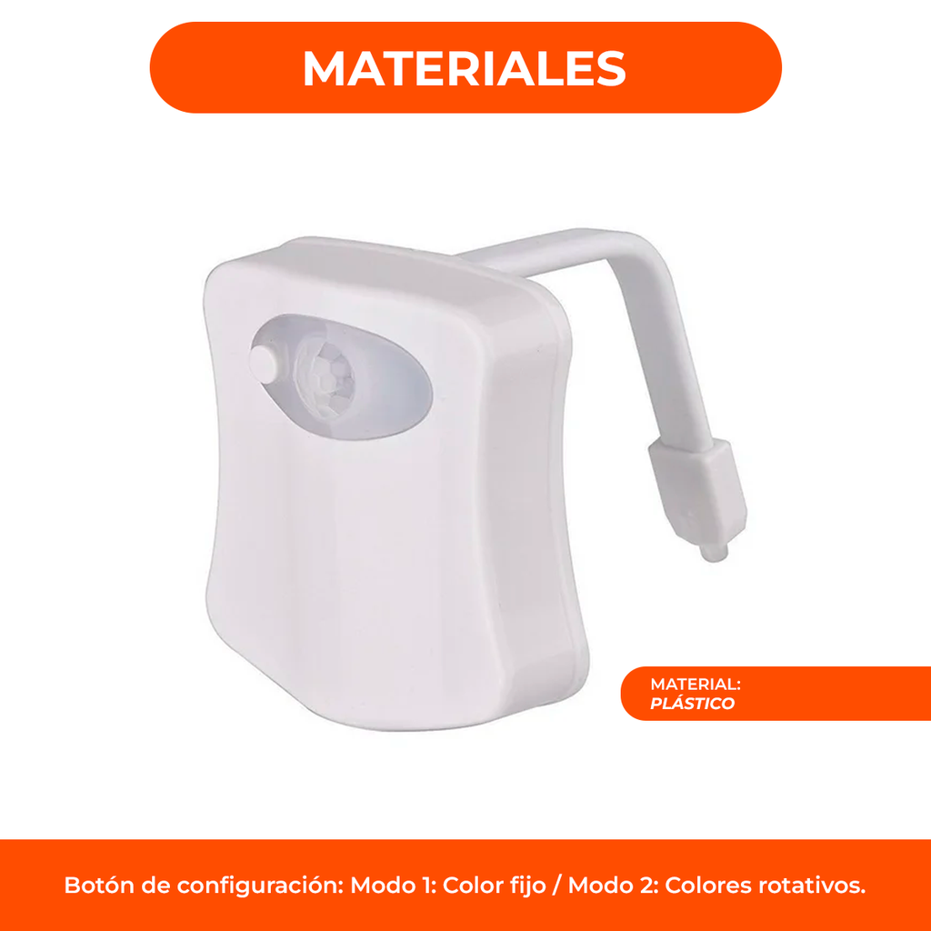 Luz Led Inodoro Multicolor Sensor Luz Funciona 100% Oscurid