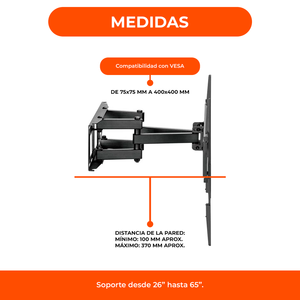 Soporte Led Tv Lcd Smart Articulado Doble Brazo Reforzado 23 A 60 Pulgadas