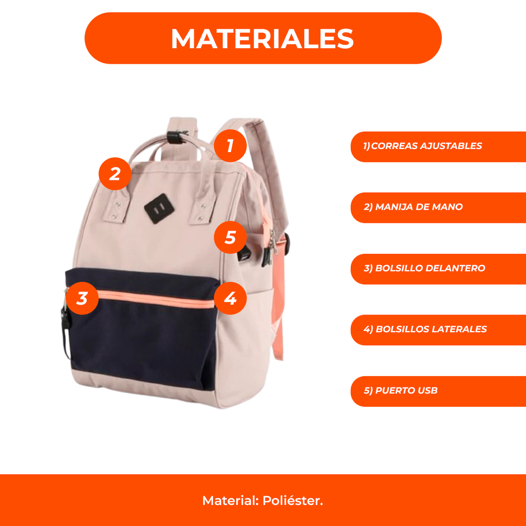 Bolso Ajustable Mochila Colores 
