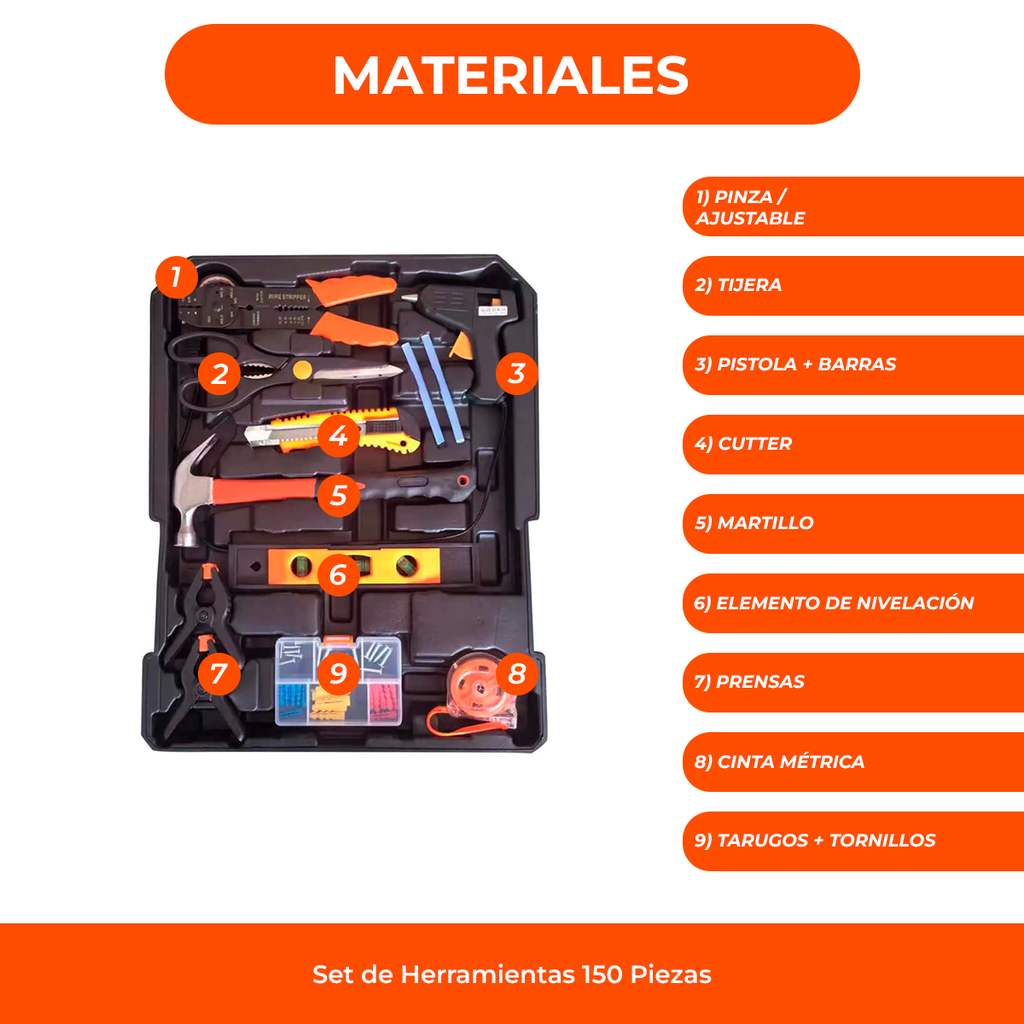 Set Kit Herramientas 187pcs c/Maletin Portatil