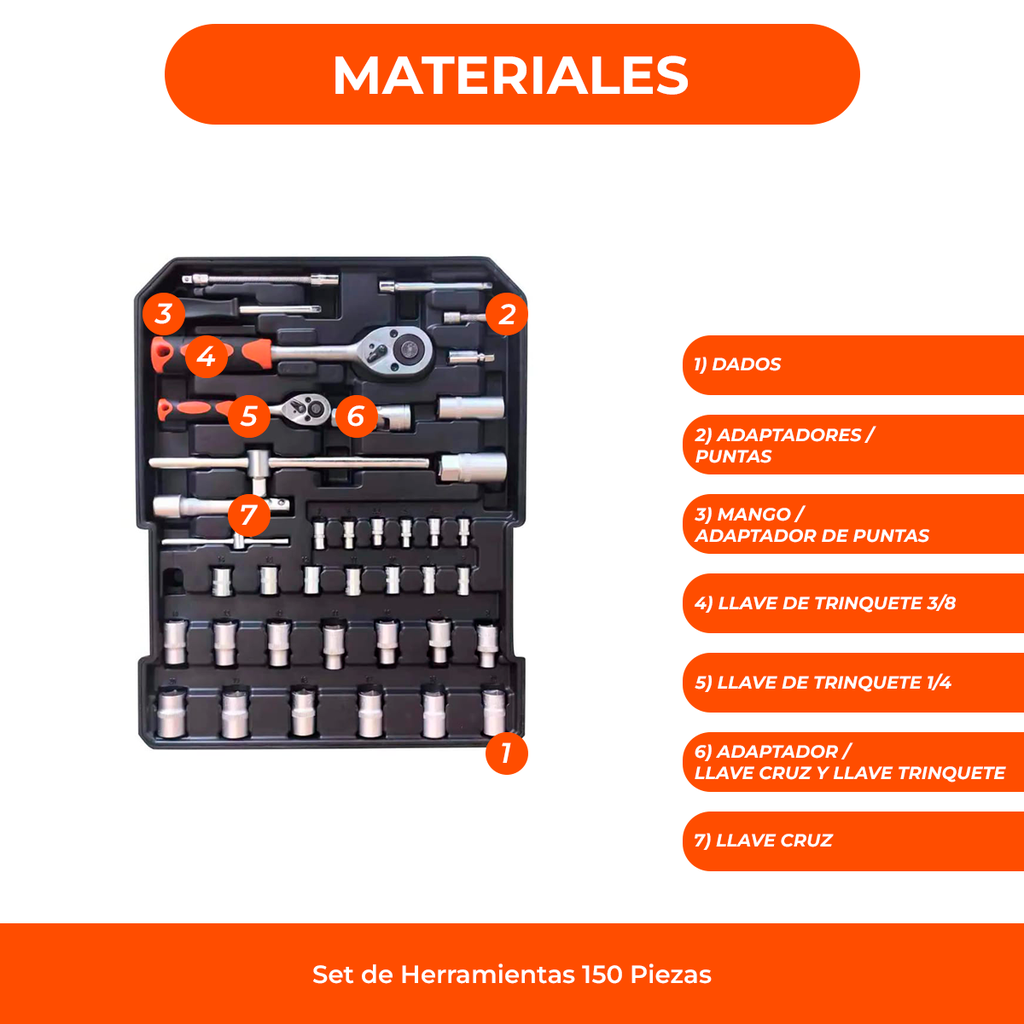Set Kit Herramientas 187pcs c/Maletin Portatil