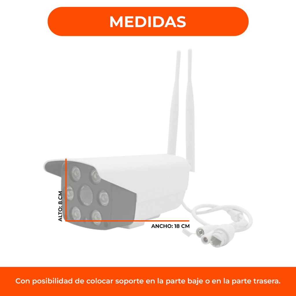 Cámara Exterior Seguridad Ip P2p Hd Wifi Vision Nocturn Color Blanco