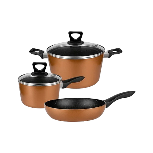 [BAT3-01] Batería De Cocina 3 Piezas Con 2 Tapas De Vídrio Sartén